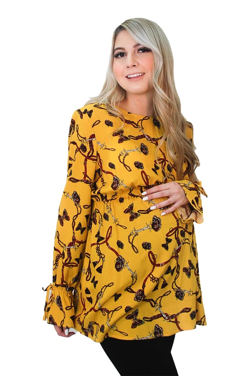 Blusa Para Embarazada Con Moderno Estapado Y Manga Larga - Imagen 2