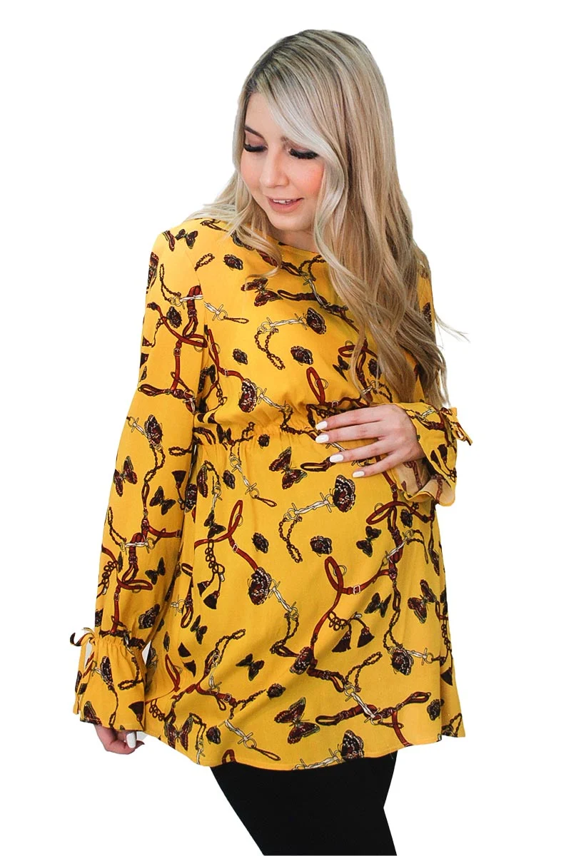 Blusa Para Embarazada Con Moderno Estapado Y Manga Larga - Imagen 4