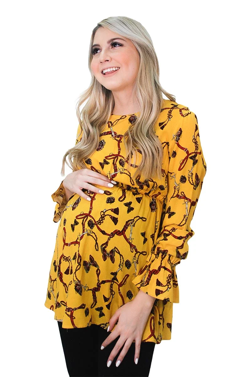 Blusa Para Embarazada Con Moderno Estapado Y Manga Larga - Imagen 3