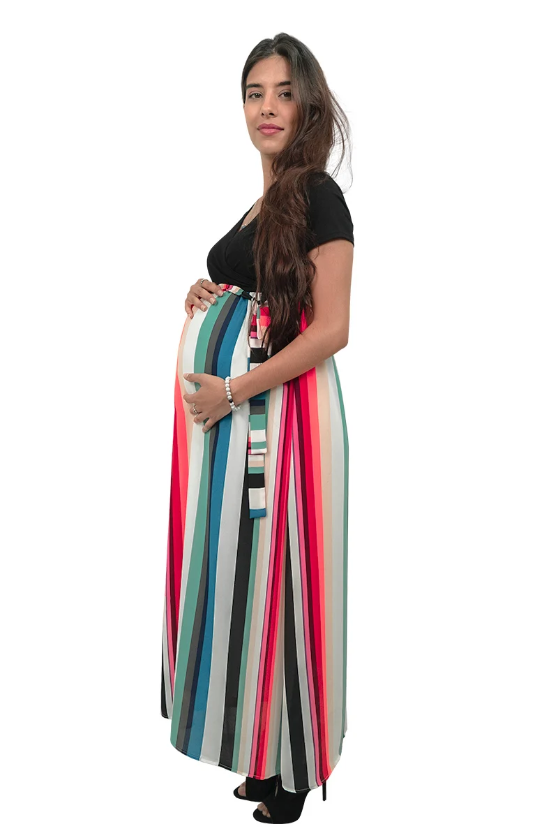 MAMA MIA Vestido De Maternidad Largo de Colores - Imagen 3