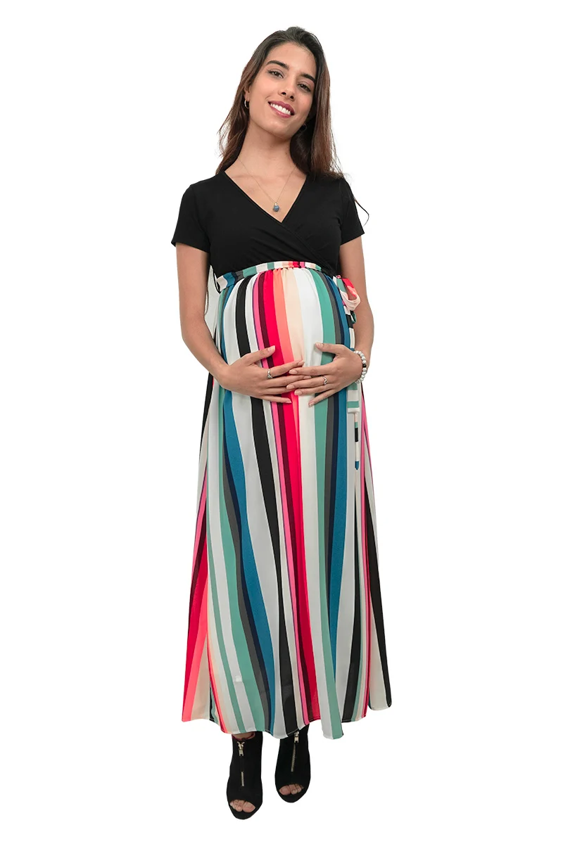 MAMA MIA Vestido De Maternidad Largo de Colores - Imagen 5