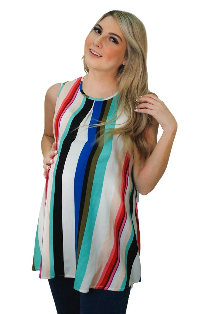 Blusa De Maternidad De Rayas De Colores MAMA MIA MATERNITY - Imagen 3
