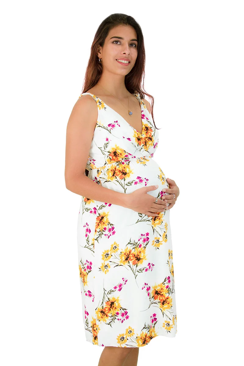 Vestido De Flores Corto Para Embarazo - Imagen 4