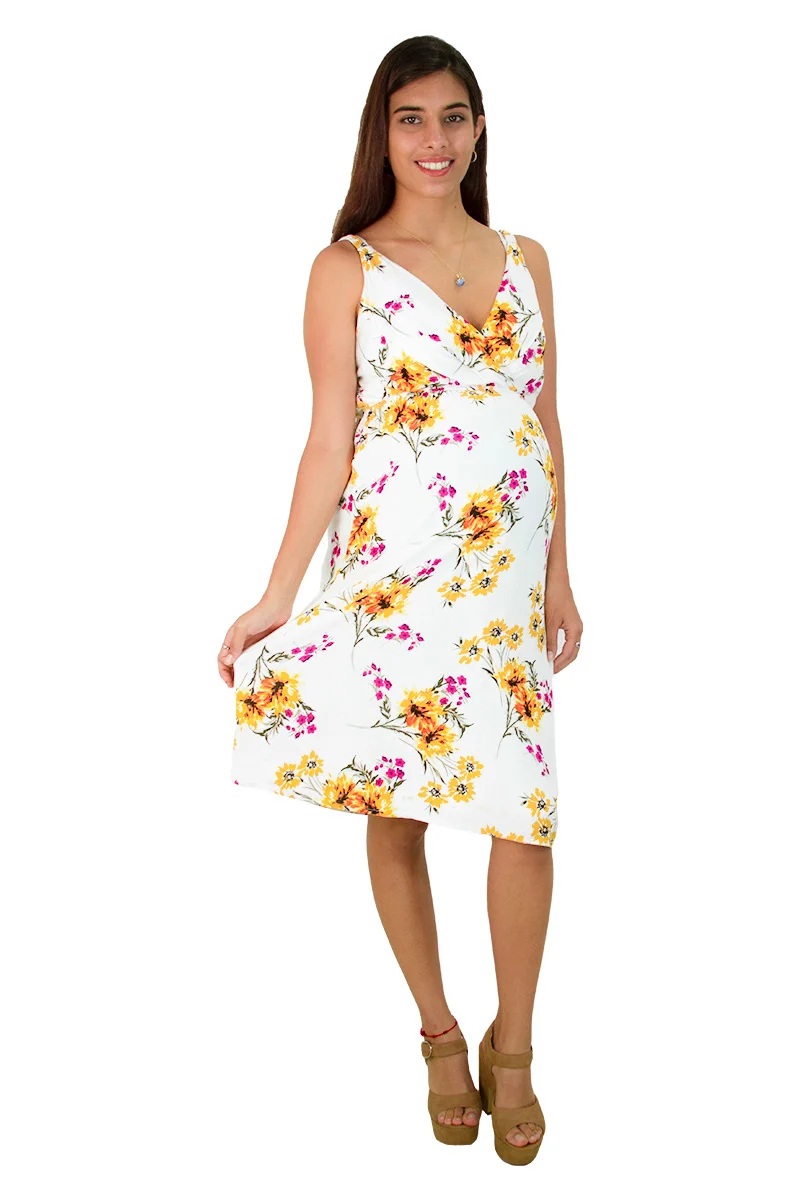 Vestido De Flores Corto Para Embarazo - Imagen 3