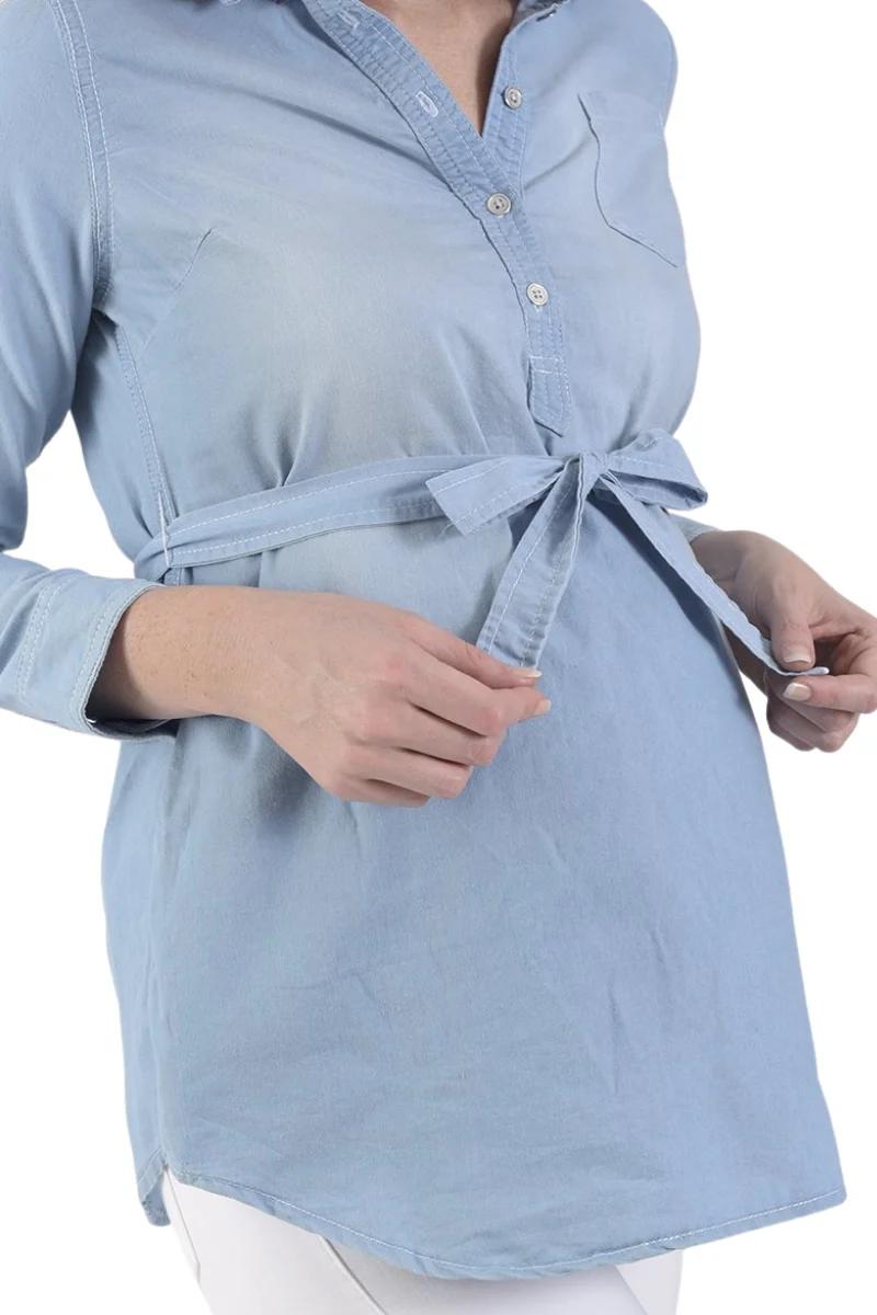 Blusa De Mezclilla Para Embarazadas - Imagen 4