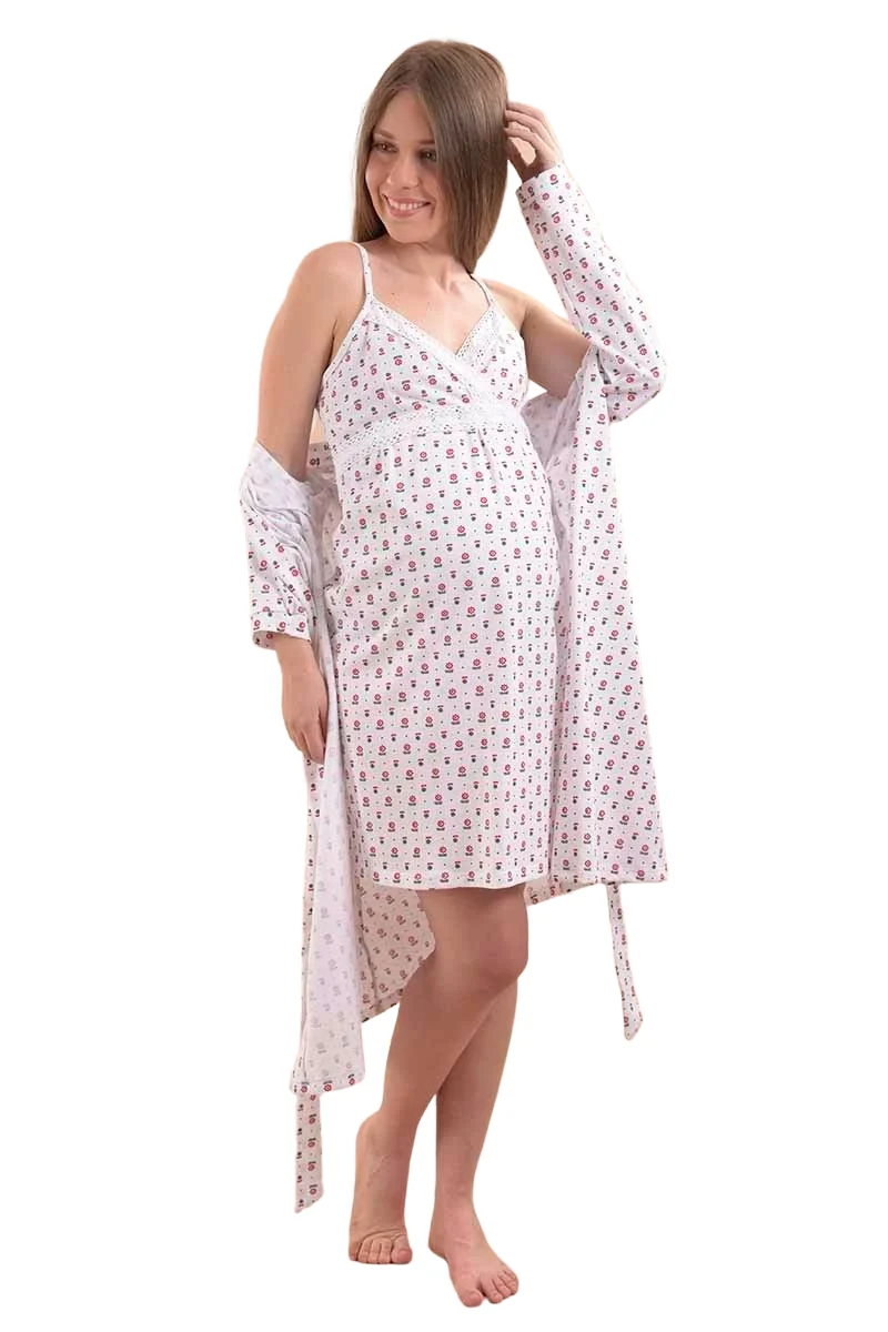 PIJAMA DE EMBARAZO Y LACTANCIA (CAMISON CON BATA) - Imagen 5
