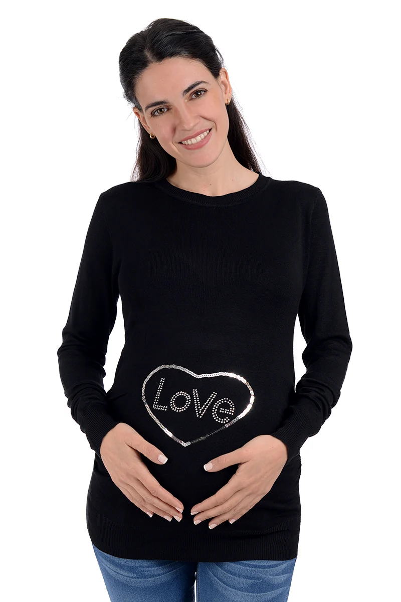 Sueter de Maternidad MAMA MIA Maternity con Estampado Brilloso Love - Imagen 8