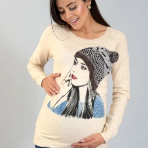 Sueter de Maternidad Con Divertido Estampado Con Textura 3D