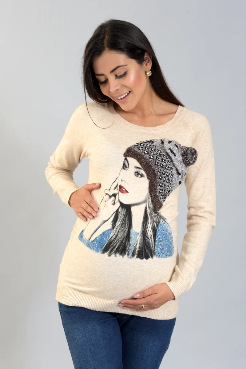 Sueter de Maternidad Con Divertido Estampado Con Textura 3D - Imagen 2