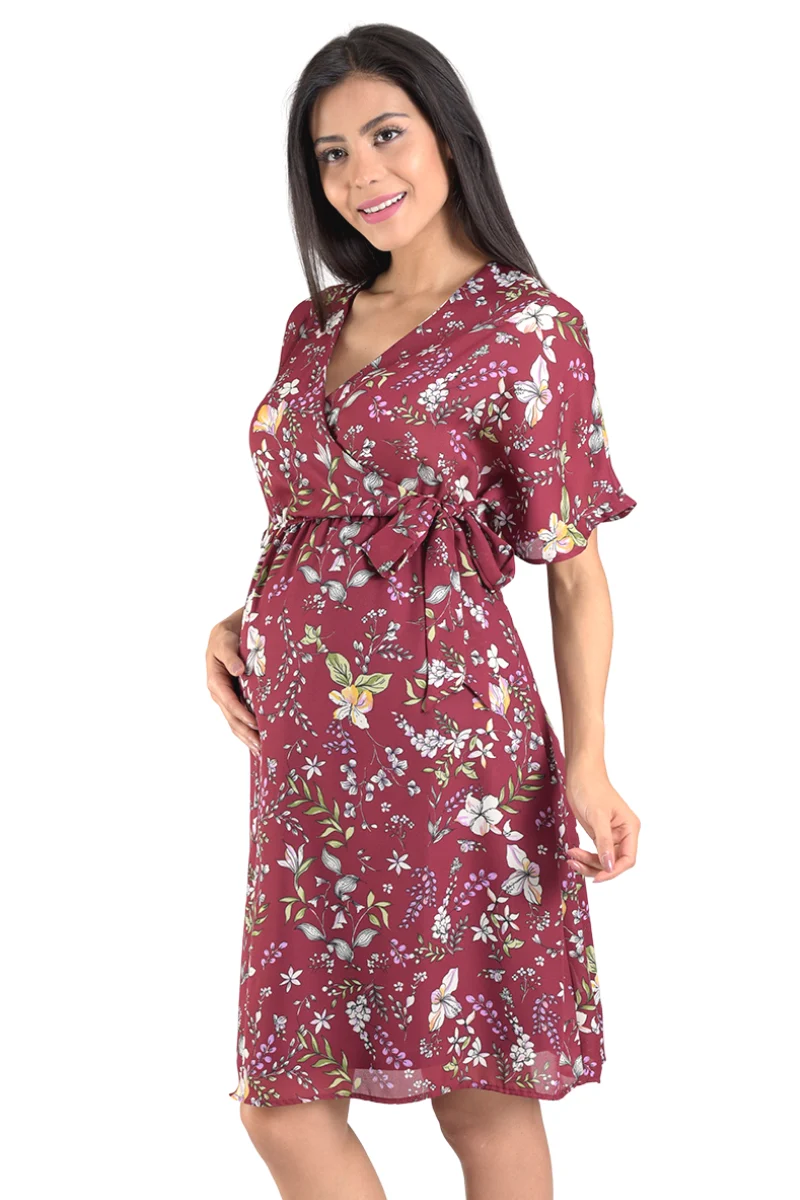 Vestido Para Embarazada Corto De Flores - Imagen 3