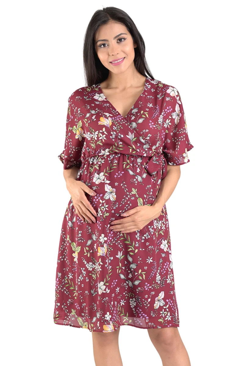 Vestido Para Embarazada Corto De Flores - Imagen 4