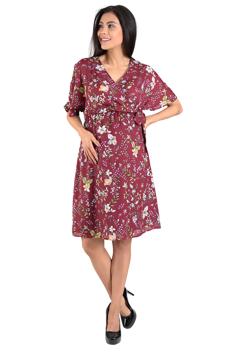 Vestido Para Embarazada Corto De Flores - Imagen 2