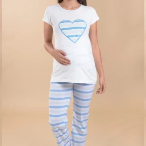 PIJAMA DE MATERNIDAD "LOVE BLUE"