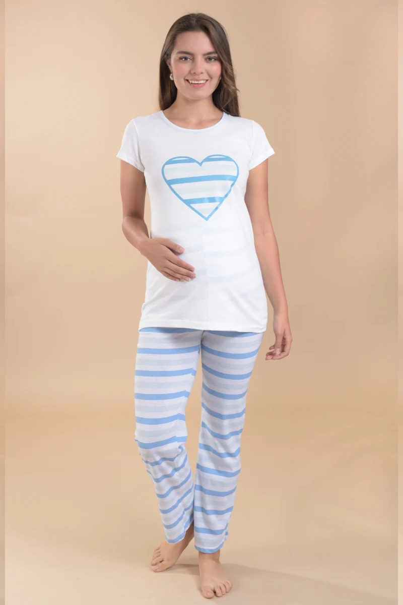 PIJAMA DE MATERNIDAD "LOVE BLUE" - Imagen 2