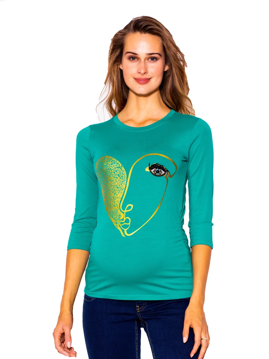 Playera Para Embarazadas Con Moderno Estampado De Cara - Imagen 2