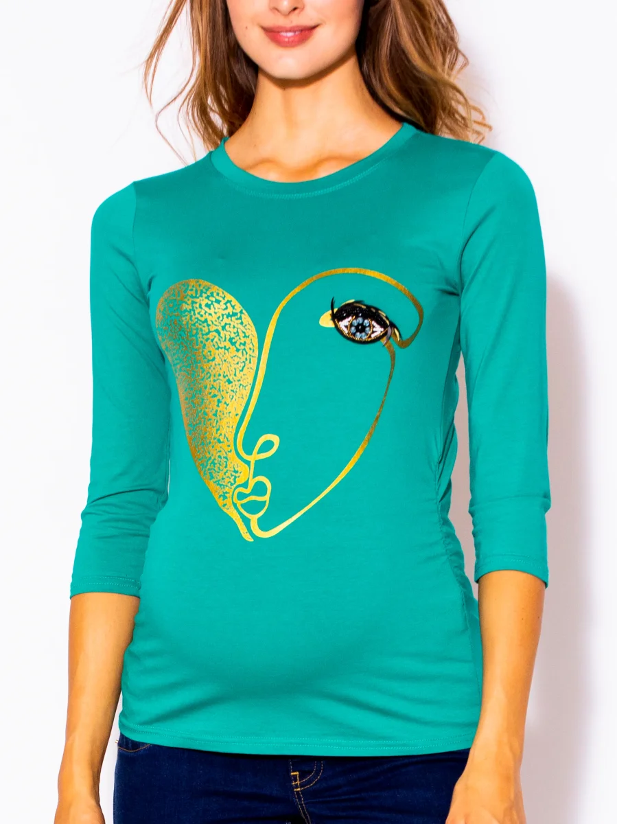 Playera Para Embarazadas Con Moderno Estampado De Cara - Imagen 5