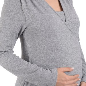 Blusa de Lactancia Lisa MAMA MIA Maternity Con Escote Cruzado.
