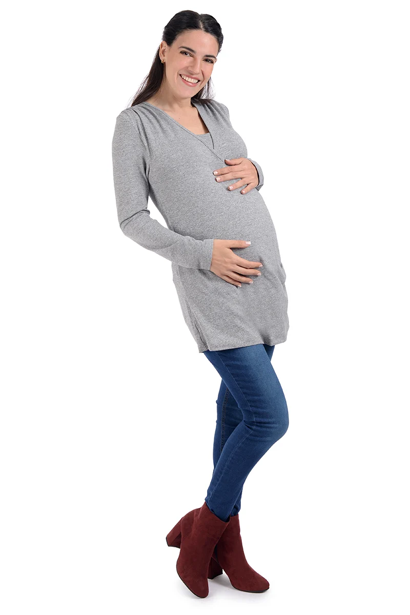 Blusa de Lactancia Lisa MAMA MIA Maternity Con Escote Cruzado. - Imagen 6