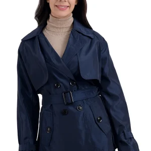 Gabardina Elegante de Mujer,  Impermeable Con Cuello de Solapas y Botones.
