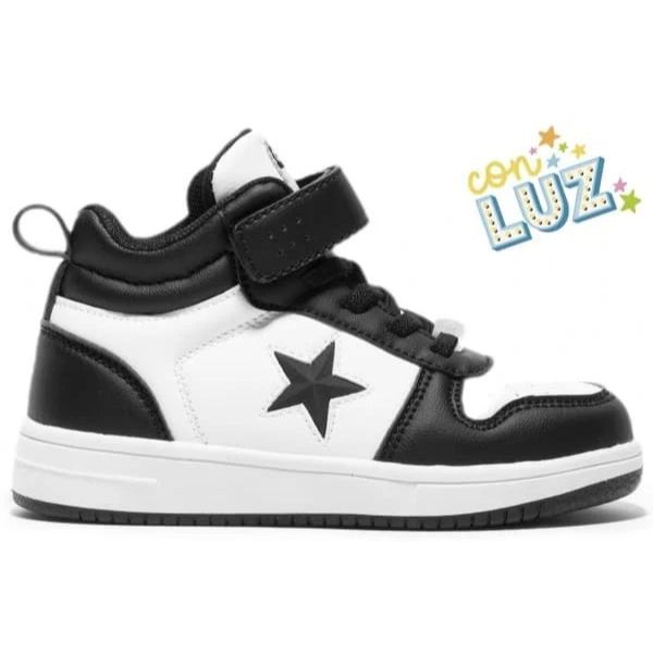 Zapatillas Altas Napa Negro-Blanco - Imagen 2
