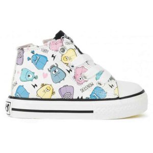Zapatillas Altas Monstruos Napa Blanco