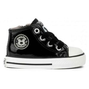 Zapatillas Altas Bebé Charol Negro