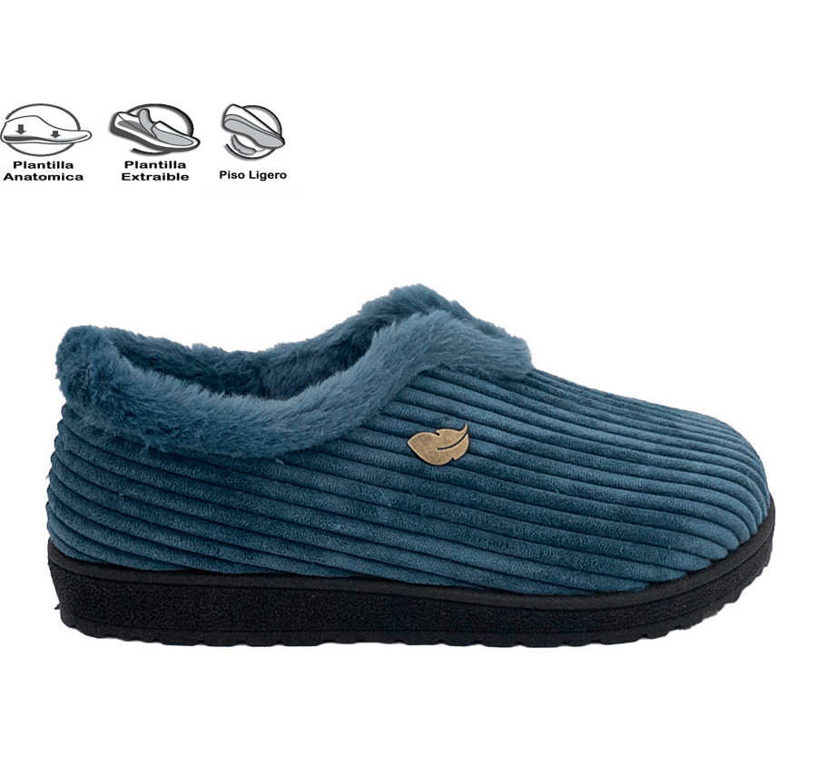 Zapatillas de Casa Plumaflex Pana Azul 80058 Cerrada - Imagen 4
