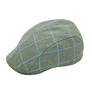 Gorra de tela Kbas Gris Cuadros Azules