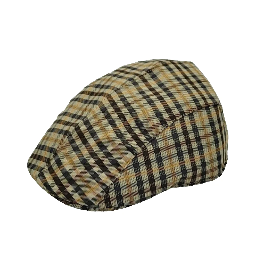 Gorra de tela Kbas Cuadros Beige y Marrón