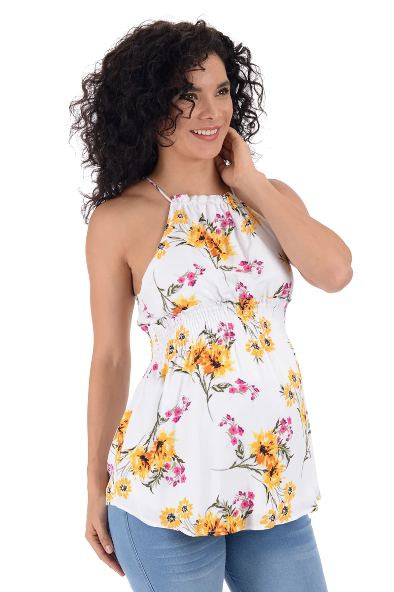 Blusa de Maternidad Con Tirantes y Estampado de Flores - Imagen 4