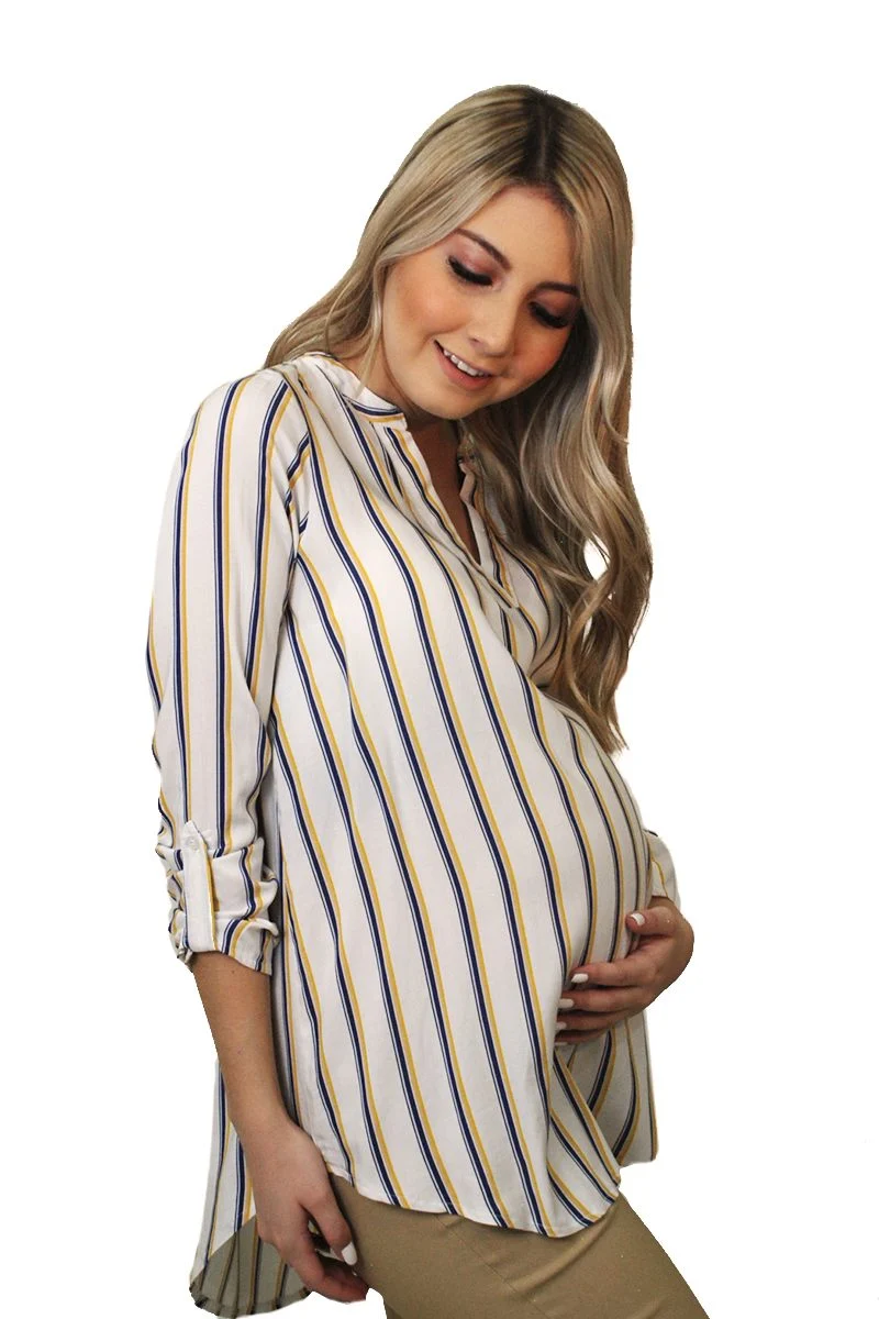 Blusa Tipo Camisera De Rayas Para Embarazada Y Lactancia