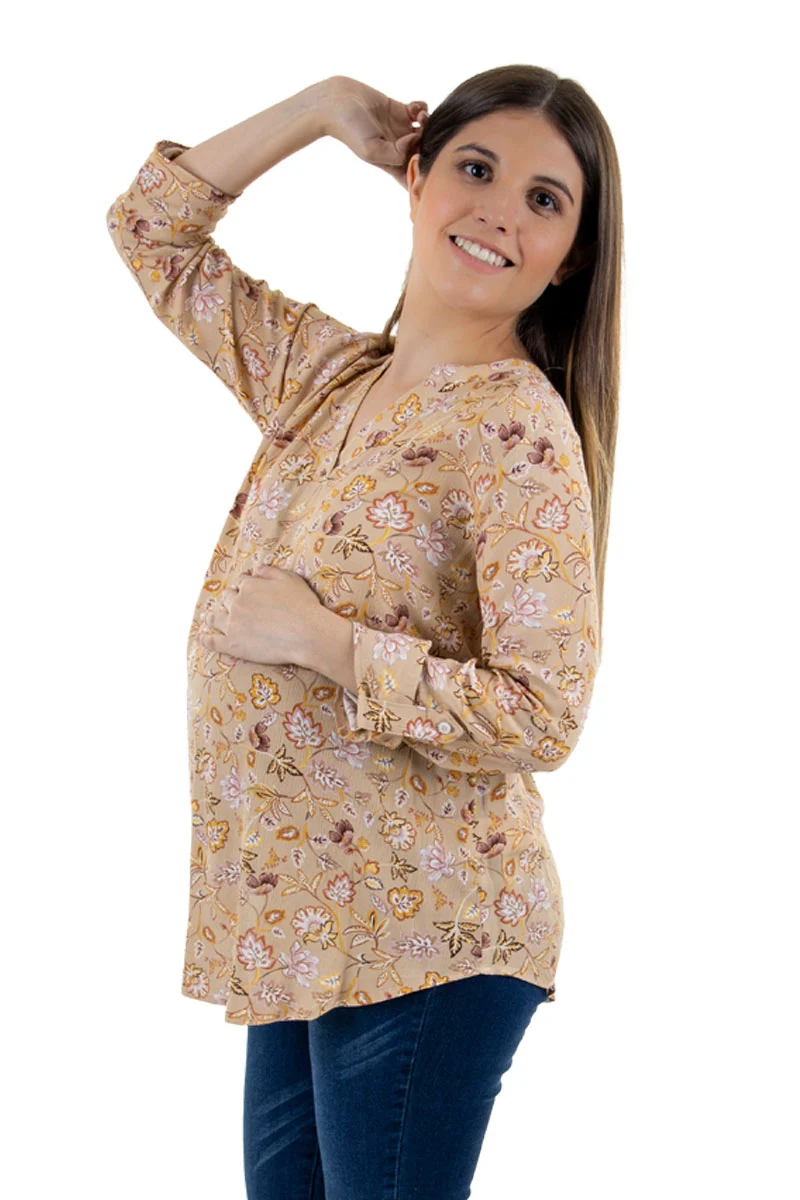 Blusa Para Embarazada Con Diseño De Flores - Imagen 5