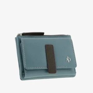 Billetero de Piel (13 X 9cm) monedero de cremallera Adapell Affinita Azul
