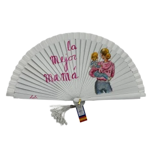 Abanico de madera de 21cm pintado a mano Aire Distinto "La Mejor Mama"