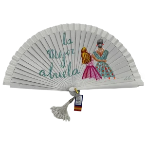 Abanico de madera de 21cm pintado a mano Aire Distinto "La Mejor Abuela"