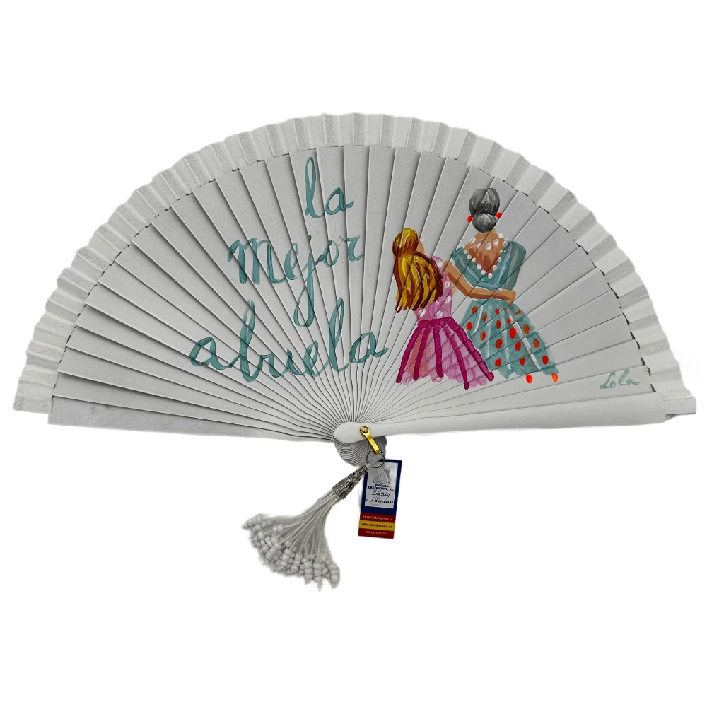 Abanico de madera de 21cm pintado a mano Aire Distinto "La Mejor Abuela"