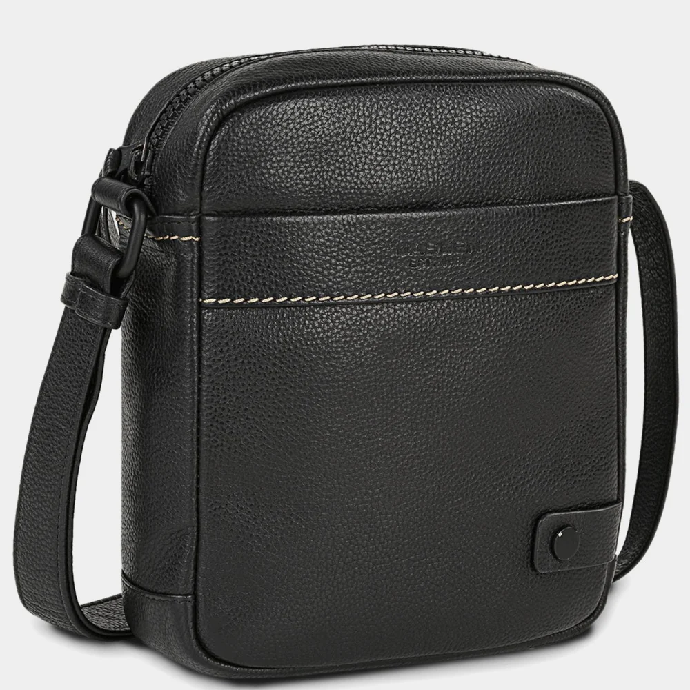 Bandolera Hombre Piel (20x16 cm) Jaslen Monza Negro - Imagen 2