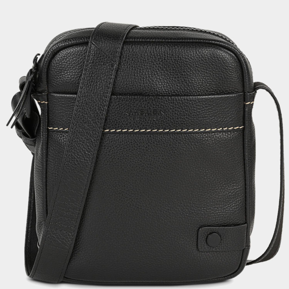 Bandolera Hombre Piel (20x16 cm) Jaslen Monza Negro - Imagen 5