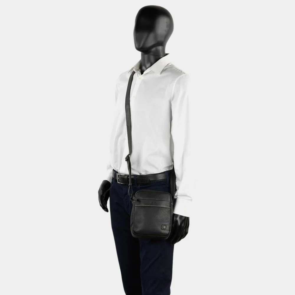 Bandolera Hombre Piel (20x16 cm) Jaslen Monza Negro - Imagen 6