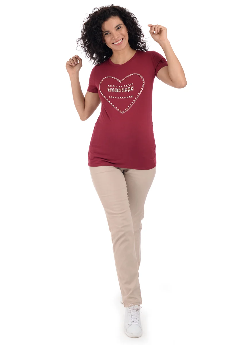 Playera de Embarazada MAMA MIA Maternity con Estampado Brilloso al Frente - Imagen 6