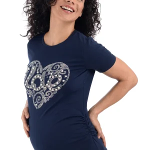 Playera de Maternidad Con Estampado Brilloso Love