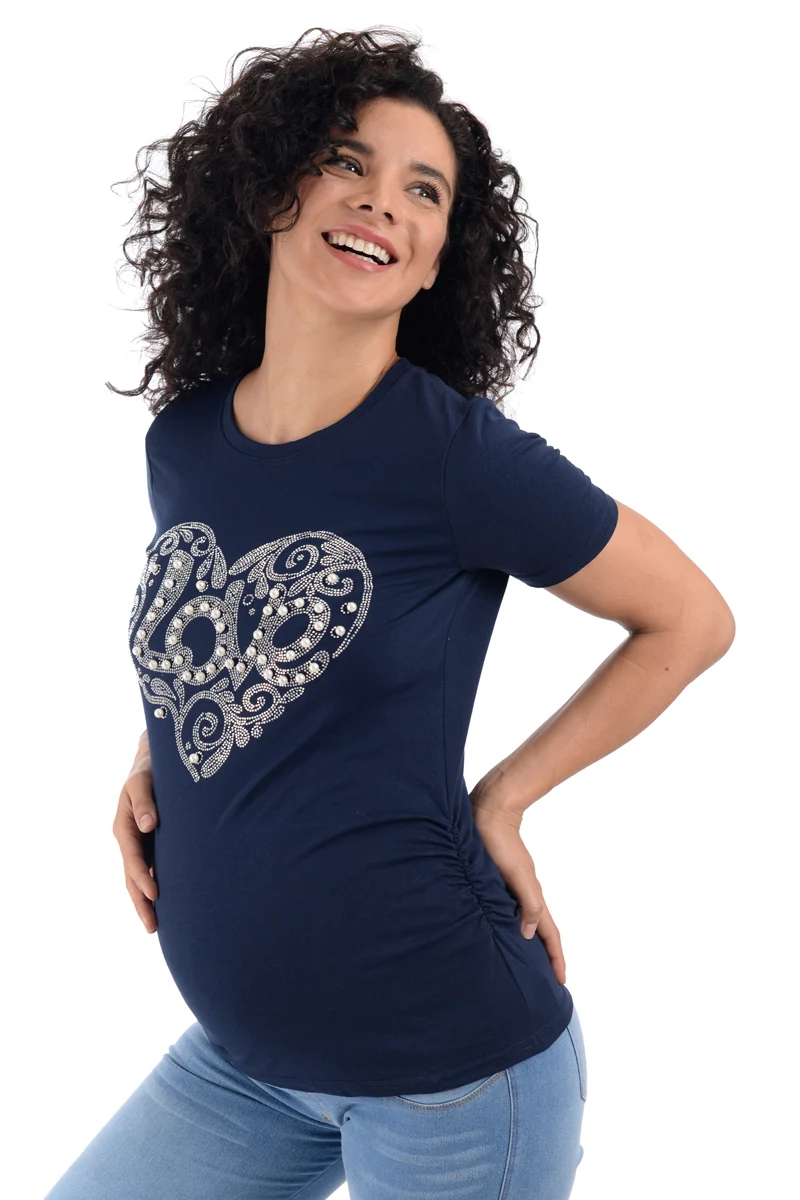 Playera de Maternidad Con Estampado Brilloso Love - Imagen 2