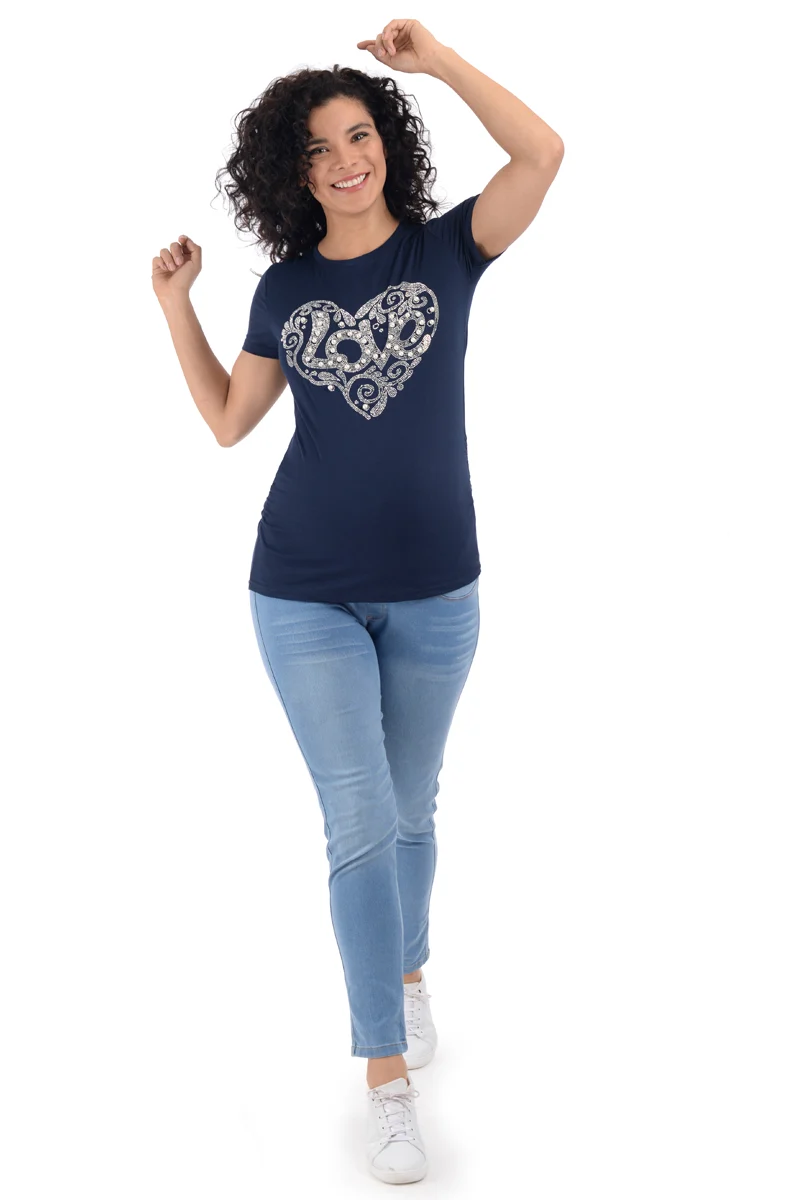 Playera de Maternidad Con Estampado Brilloso Love - Imagen 5